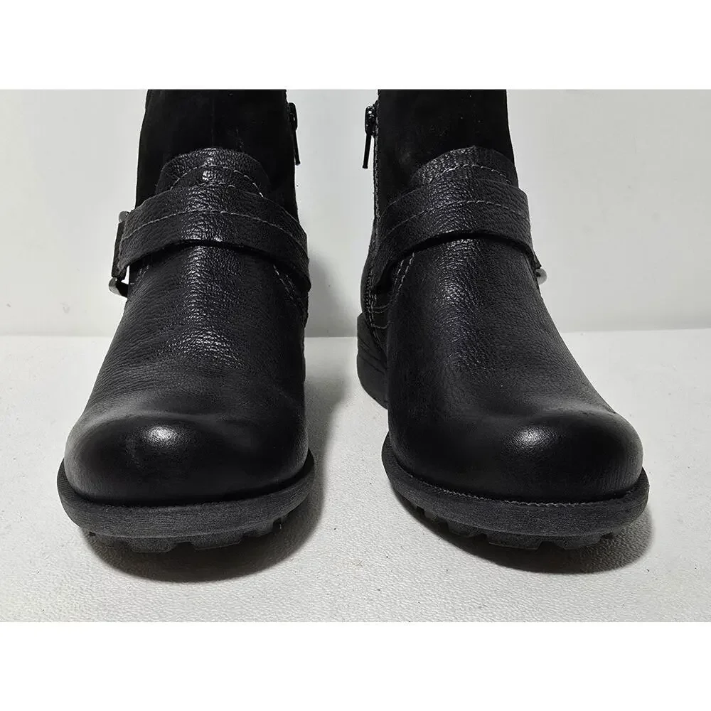 Earth Origins Women Paris Black Leather Zip Up Ankle Boot Strap Size 8 Wide - Picture 3 of 10